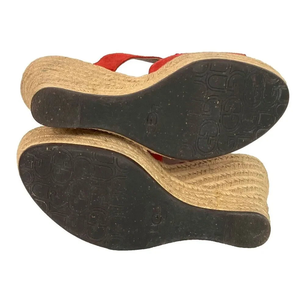 UGG Tawnie Wedge-Women 7.5-Coral Pink Leather-Espadrille Sandal 1000404 -F29011L
